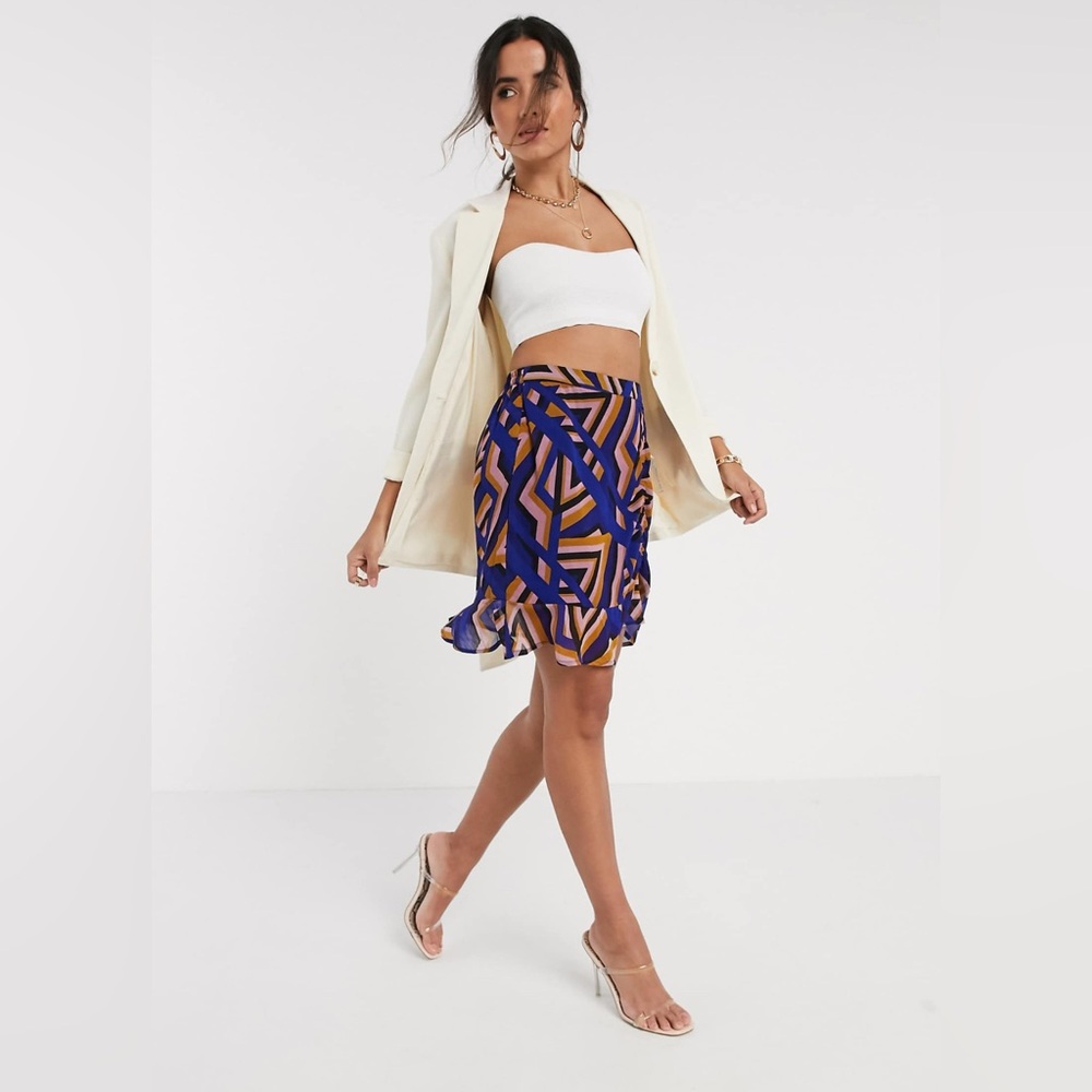 Vero Moda Floral Peplum Hem Skirt/ Medium